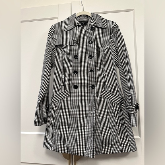 BCX Black and White Gingham A-line trench - Picture 1 of 5